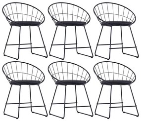 vidaXL Καρέκλες Τραπεζαρίας 6 τεμ. Μαύρες Ατσάλι/Καθίσματα Δερματίνης