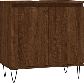 vidaXL Ντουλάπι Μπάνιου Καφέ Δρυς 58 x 33 x 60 εκ. από Επεξεργ. Ξύλο