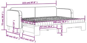 Καναπές Κρεβάτι Συρόμενος Σκούρο γκρι 80x200 εκ Ύφασμα Στρώματα - Γκρι