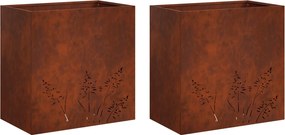 vidaXL Γλάστρα Κήπου 2 τμχ. Σκ rusty 50 x 30 x 49 εκ