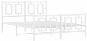 Πλαίσιο Κρεβατιού με Κεφαλάρι&amp;Ποδαρικό Λευκό 140x200εκ. Μέταλλο - Λευκό