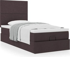 vidaXL Οθωμανικό κρεβάτι με στρώμα σκούρο καφέ 90x190cm ύφασμα