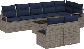 vidaXL Σετ Καναπέ 9 pcs Γκρι συνθετικό ρατάν