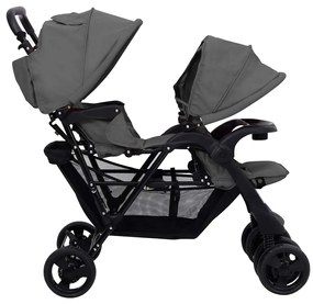 vidaXL Καρότσι Διδύμων Σκούρο Γκρι Ατσάλινο