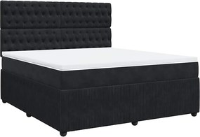 vidaXL Κρεβάτι Boxspring με Στρώμα Μαύρο 180x200 εκ. Βελούδινο