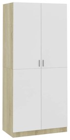 vidaXL Ντουλάπα Λευκή / Sonoma Δρυς 90 x 52 x 200 εκ. από Μοριοσανίδα