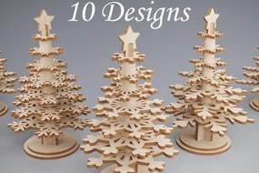 Σετ των 2 Intra απο ξύλο plywood 3mm-4mm πάχος τρισδιάστατη δέσμη χριστουγεννιάτικων πεύκων Δίασταση 15x15 cm INTRAFABR-81913624