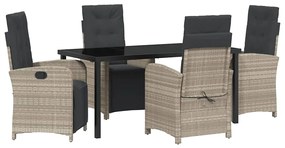 vidaXL Σέτ φαγητού για κήπο 5 pcs Ανοιχτό γκρι συνθετικό ρατάν