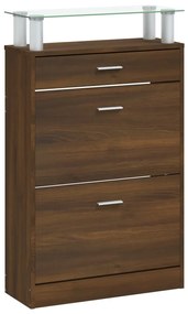 vidaXL Παπουτσοθήκη Καφέ Δρυς 63x24x104 εκ. από Επεξεργασμένο Ξύλο