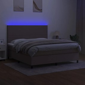 vidaXL Κρεβάτι Boxspring με Στρώμα &amp; LED Taupe 160x200 εκ. Υφασμάτινο