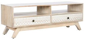 Τηλεόραση DKD Home Decor Λευκό Φυσικό Ξύλο από Μάνγκο 130 x 40 x 45 cm