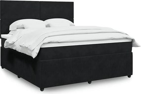 vidaXL Κρεβάτι Boxspring με Στρώμα Μαύρο 180x200 εκ. Βελούδινο