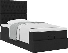 vidaXL Οθωμανικό κρεβάτι με στρώμα Μαύρο 80x200cm Ύφασμα