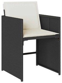 vidaXL Σέτ φαγητού για κήπο με μαξιλάρι 5 pcs Μαύρο συνθετικό ρατάν