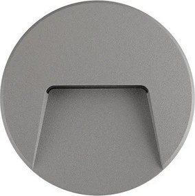 Led απλίκα γκρι στρογγυλή SLIM 3W 3000k θερμό λευκό φως στεγανή ΙΡ65 με σκίαστρο πλαστική