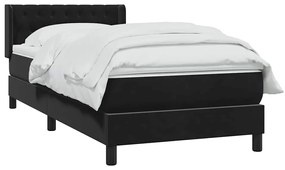 vidaXL Κρεβάτι Boxspring με Στρώμα Μαύρο 90x220 εκ. Βελούδινο