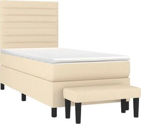 vidaXL Κρεβάτι Boxspring με Στρώμα Κρεμ 80 x 200 εκ. Υφασμάτινο
