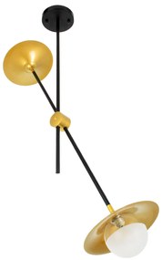 GloboStar® JOLIET 00778 Μοντέρνο Φωτιστικό Οροφής Δίφωτο 2 x G9 AC 230V Μαύρο - Χρυσό Μεταλλικό Πλέγμα Μ93 x Π20 x Υ100cm
