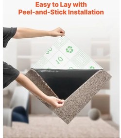 VEVOR Carpet Tiles 457x457 mm, 10 Pack Carpet Square Rug Detachable &amp; Damage-free, Self Adhesive Home Floor Soft Plush Padded for 2.1㎡ Coverage, Easy DIY for Living Room &amp; Bedroom, Light Brown