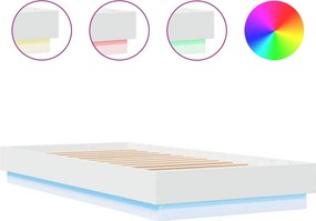 vidaXL Πλαίσιο Κρεβατιού με λυχνίες LED Λευκό 100 x 200 εκ.