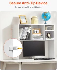 VEVOR Desktop Bookshelf White Desktop Storage Organizer 1-Tier for Office &amp; Home