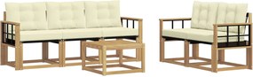 vidaXL Σειρά Καναπέ Εξωτερικού με μαξιλάρι 6 pcs Λευκό και Κρεμ