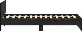 vidaXL Κρεβάτι με Κεφαλάρι Μαύρη Δρυς 100 x 200 cm Επεξεργασμένο ξύλο