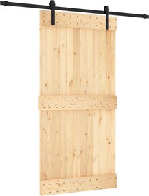 vidaXL Συρόμενη Πόρτα Φυσικό και Μαύρο 100 x 210 cm