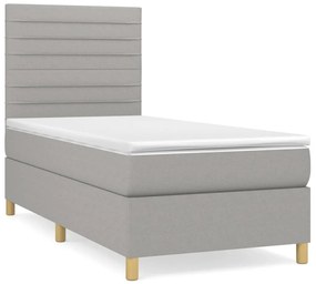 Κρεβάτι Boxspring με Στρώμα Ανοιχτό Γκρι 80x200 εκ. Υφασμάτινο - Γκρι