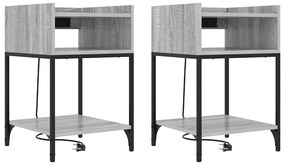 vidaXL Κομοδίνο 2 pcs Γκρι sonoma 40 x 40 x 61 εκ Επεξεργασμένο ξύλο