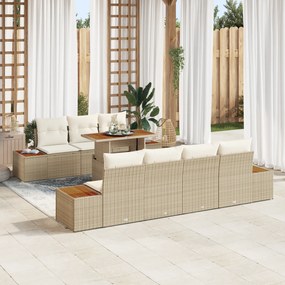 vidaXL Σέτ φαγητού για κήπο 8 pcs Μπεζ 100 x 55 x 73 εκ. PE ρατάν