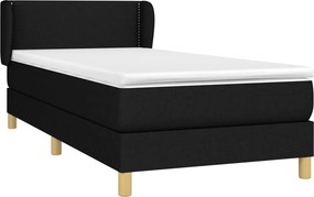 vidaXL Κρεβάτι Boxspring με Στρώμα Μαύρο 90x190 εκ.Υφασμάτινο
