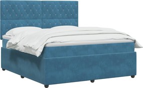 vidaXL Κρεβάτι box spring με στρώμα Μπλε 180 x 200 cm Βελούδο