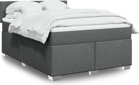 vidaXL Κρεβάτι Boxspring με Στρώμα Σκούρο Γκρι 140x200 εκ Υφασμάτινο