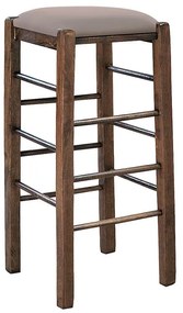 WOODWELL ΤΑΒΕΡΝΑΣ Σκαμπό BAR, Οξιά Βαφή Εμποτισμός Καρυδί, Κάθισμα Pu Cappuccino 35x35x81cm Ρ977,Ε2Τ1