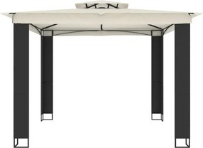 vidaXL Κιόσκι με Διπλή Οροφή Κρεμ 2,94x2,94 μ. Ατσάλινο