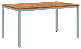 vidaXL Τραπέζι Κήπου 150x90x75 εκ από Στερεό Δρυ και Μέταλλο