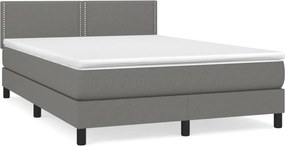 vidaXL Κρεβάτι Boxspring με Στρώμα Σκούρο Γκρι 140x190 εκ. Υφασμάτινο