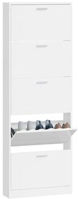 vidaXL Παπουτσοθήκη Γυαλιστερό Λευκό 59x17x169 εκ. Επεξεργασμένο Ξύλο
