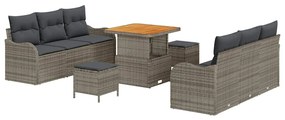 vidaXL Σετ Καναπέ Κήπου 9 pcs Γκρι συνθετικό ρατάν