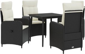 vidaXL Σετ Τραπέζι Καναπέ με μαξιλάρι 5 pcs Μαύρο και Κρεμ Λευκό
