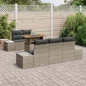 vidaXL Σετ Καναπέ Κήπου με αποθήκευση 6 pcs Γκρι Πολυ ράταν