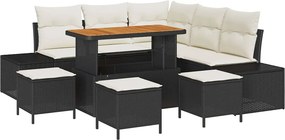 vidaXL Σετ Καναπέ Κήπου με μαξιλάρι 9 pcs Μαύρο Πολυ ράταν