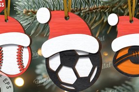 Σετ των 2 Intra απο ξύλο plywood 3mm-4mm πάχος – XMas Sports Ornaments Πακέτο κοπής με λέιζερ Δίασταση  20x20 cm INTRAFABR-110834338