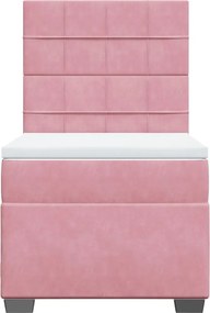 vidaXL Κρεβάτι Boxspring με Στρώμα Ροζ 90x190 εκ. Βελούδινο