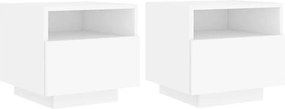 vidaXL Κομοδίνο με Φώτα LED Λευκό 40 x 39 x 37 εκ.