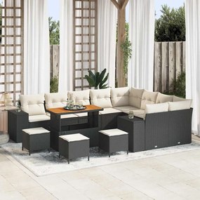 vidaXL Σετ Καναπέ Κήπου 13 pcs Μαύρο, Κρέμα 110 x 55 x 71 εκ