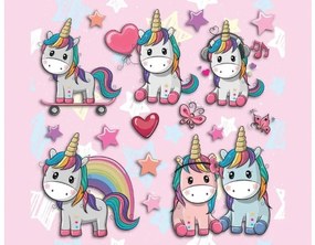 Παιδικό αυτοκόλλητο τοίχου Μονόκερος LOVELY UNICORN 14511 Ango Dalber-14511-Πολύχρωμο 14511