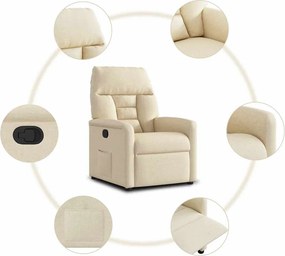 vidaXL Πολυθρόνα Ανακλινόμενη Κρεμ Υφασμάτινη