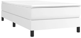 vidaXL Κρεβάτι Boxspring με Στρώμα Λευκό 90x200εκ. από Συνθετικό Δέρμα